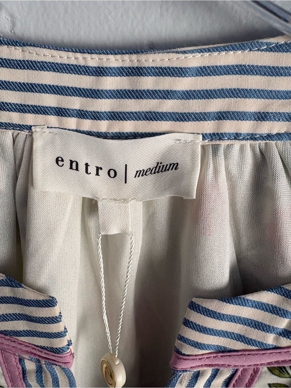 ❤️NEW entro Blue and White Striped Dress with Pink Trim - Picture 2 of 11
